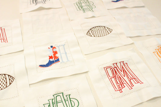 Set of 4 Linen Cocktail Napkins